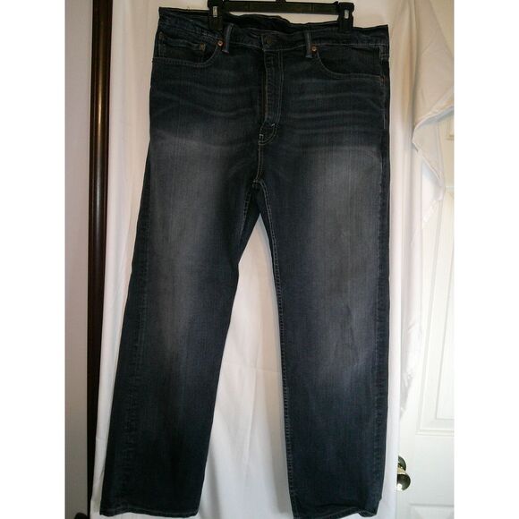 Levi's 505 Regular Fit Dark Wash Indigo Denim Jeans Classic Straight Leg W38 L30 - Picture 1 of 3